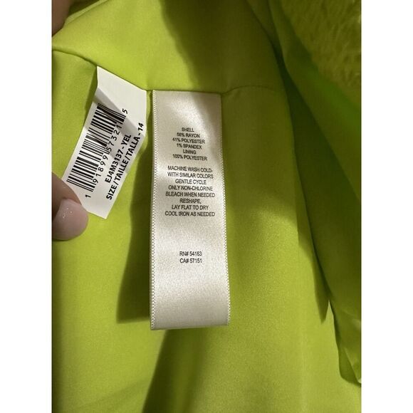 Eliza J Womens Lime Green Ruched Rayon Fit & Flare Dress Size 14 - Picture 7 of 8